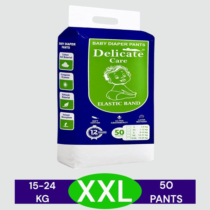 Delicate Care Premium Baby Diaper Pants Disposable "Ultra-Absorbent Baby Diapers - XXL(50 Pieces)