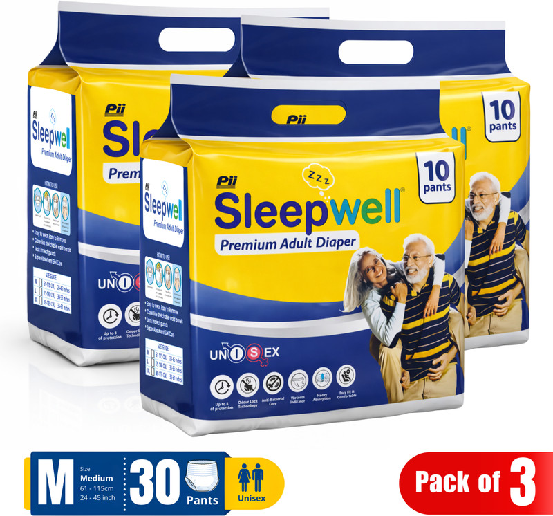 Pii SLEEPWELL Premium Pant Style Pack of 1x10 - L(10 Pieces)