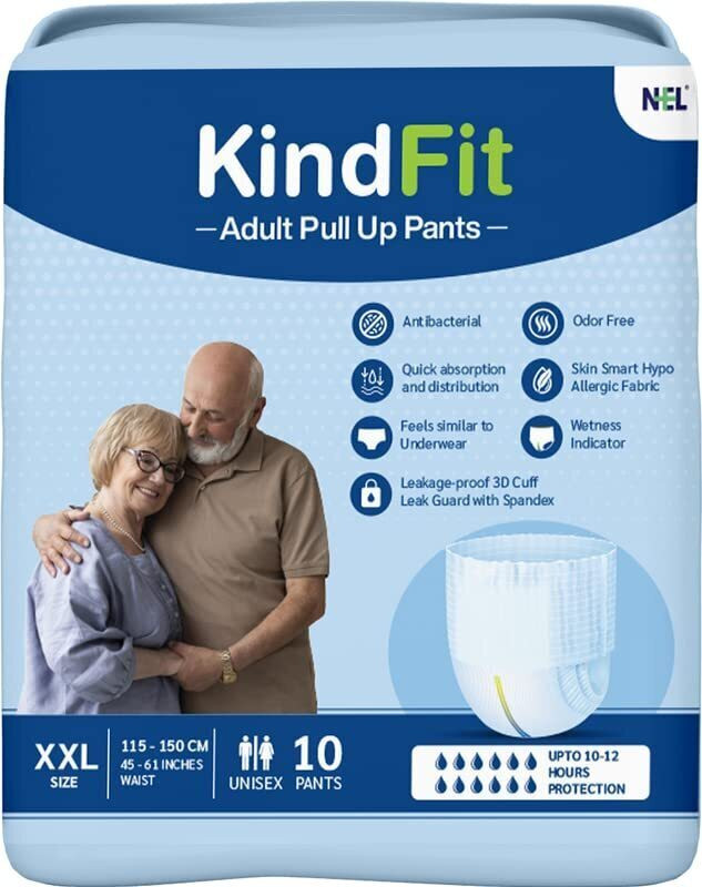 KINDFIT Adult Pull-Up Pants Diaper Large 10 Pieces Waist Size:30-39 Inch Adult Diapers Adult Diapers - L(10 Pieces)