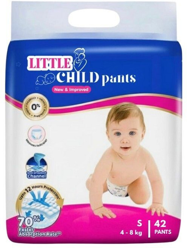 Littlechild Happy Sleep Pant Style Baby Diaper,Upto 50% Faster Absorptio - S(42 Pieces)