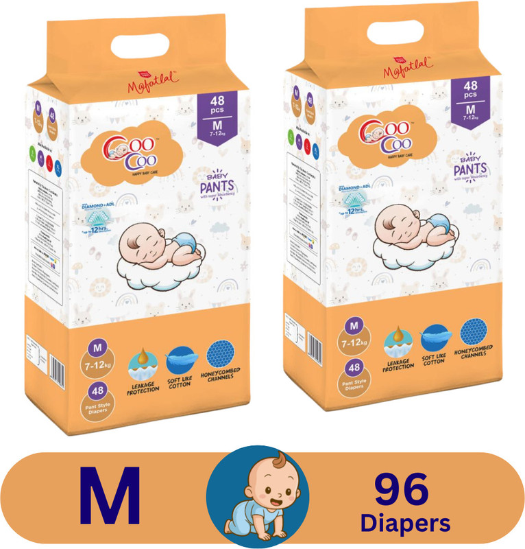 Coo Coo Baby Pant Style Diapers - M(96 Pieces)