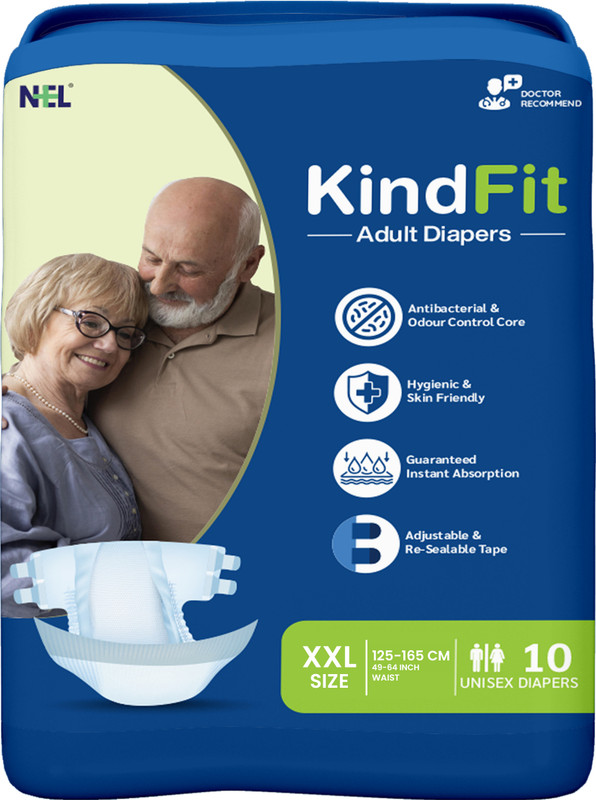 KINDFIT Tape Style Adult Diapers, XXL, Pack of 3 (30 units) Adult Diapers Adult Diapers - XXL(30 Pieces)