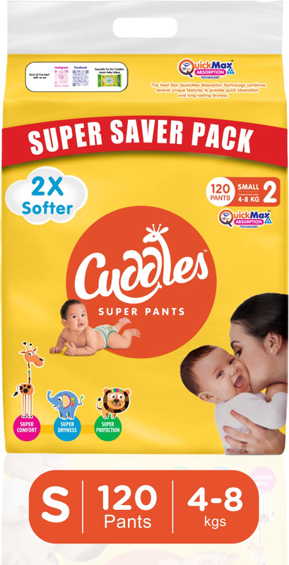 Cuddles - Super Pants Super Saver Pack Pant Style Diaper Pant Diapers - S(120 Pieces)