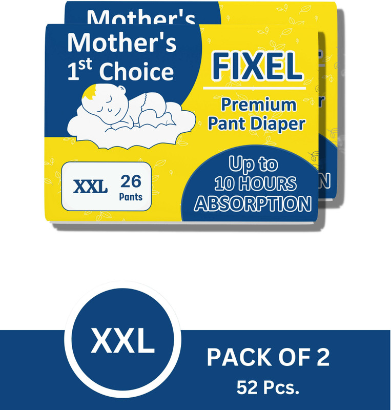 fixel baby diapers Pants Double Xl size Pack of 2 - XXL(52 Pieces)
