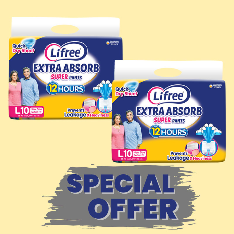 LIFREE Absorbent Adult Diapers | Pant Style | Leak-Proof | Size L | 20 Adult Diapers - L(20 Pieces)