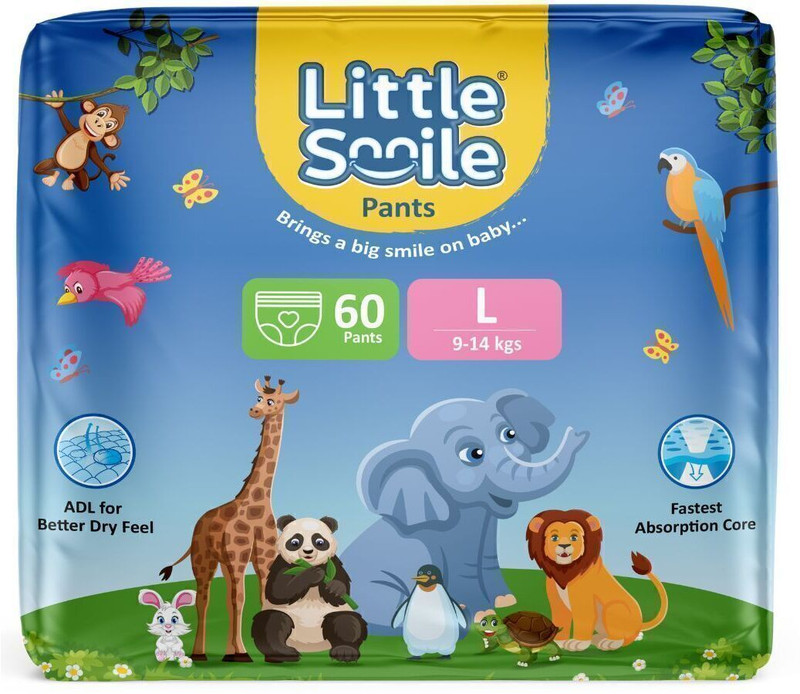 Little Smile Better Dry Feel Baby Diaper Pants | Large - L(60 Pieces)