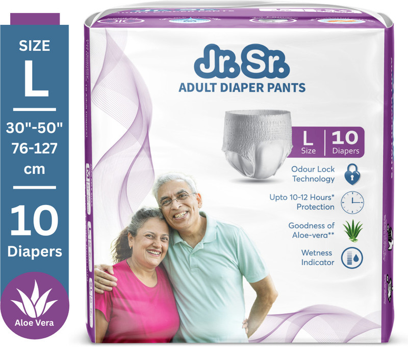 Jr. Sr. Pull-up Pants with Wetness Indicator | 86-150 cm (34"-59") | Pack of 1 | Adult Diapers - XL(10 Pieces)