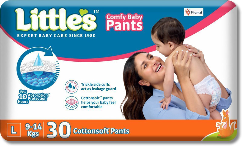 Little's Comfy Baby Pants, Standard, Large, 30 Count With 10 Hours Absorption Protection - L(30 Pieces)