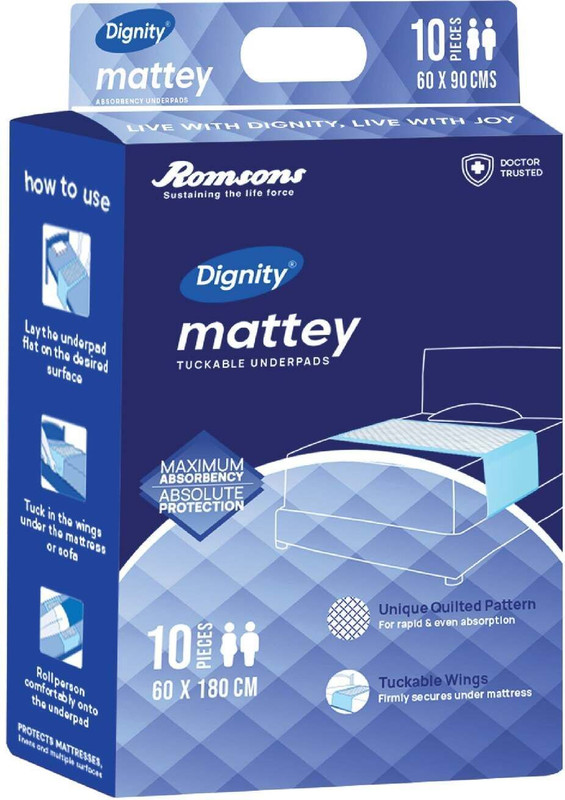 DIGNITY Mattey Disposable Underpads, 60x90 cm Adult Diapers - L(30 Pieces)