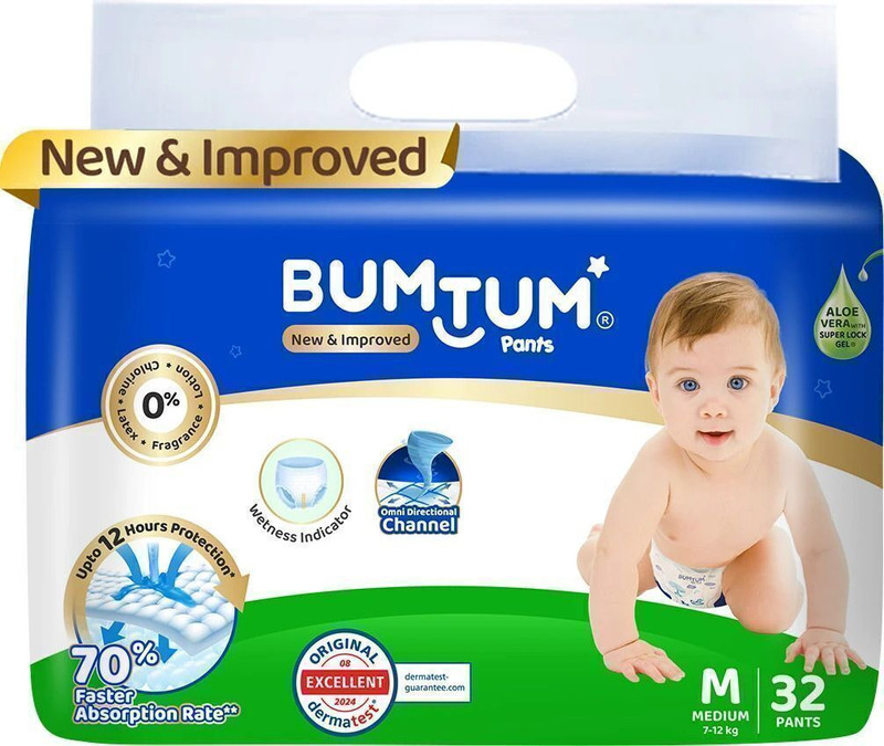 BUMTUM Baby Diaper - M(32 Pieces)