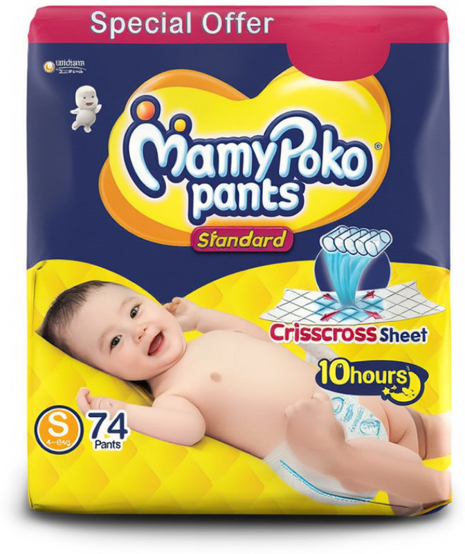 MamyPoko Baby Diaper- Soft Cottony Feel,Leak Lock Protection, Breathable Waistband P299 - S(74 Pieces)