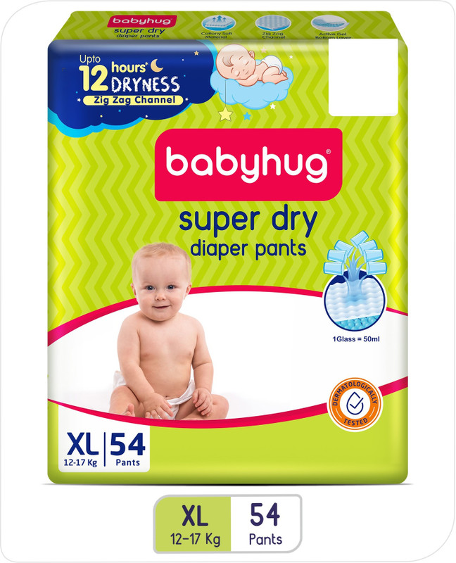 babyhug Super Dry Pant Style Diaper Extra Large (XL) - 54 Pieces - XL(54 Pieces)
