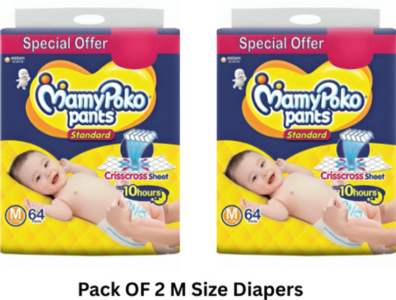MamyPoko Pants Standard Diaper With Crisscross Absorption Medium Size - M(128 Pieces)