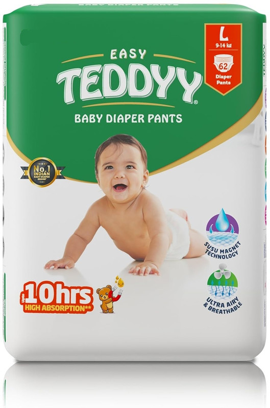 TEDDYY EASY Baby Diaper Pants - Large (62 Pieces) - L(62 Pieces)