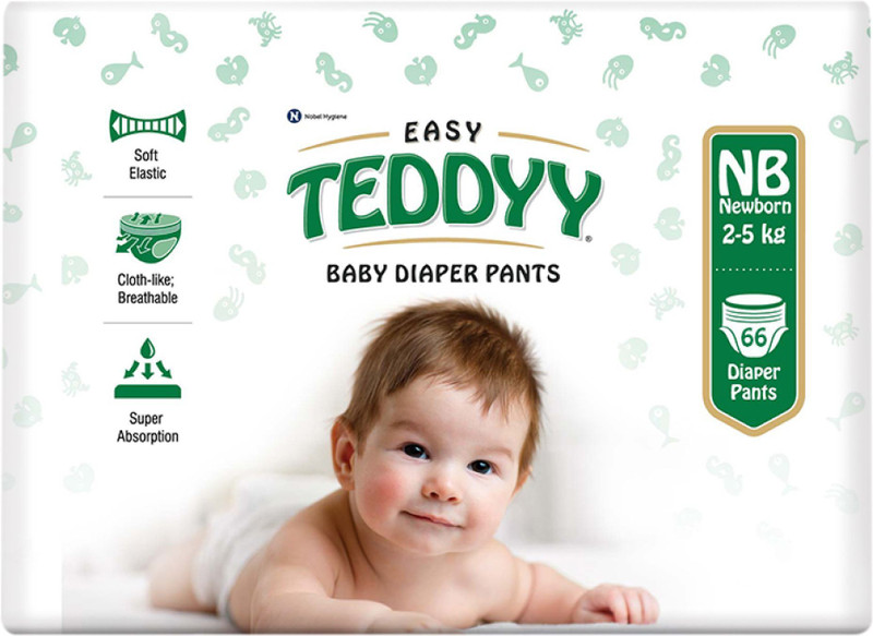 TEDDYY Easy Diaper Pants with Rash Protection and 3x Faster absorption Technology - New Born(66 Pieces)