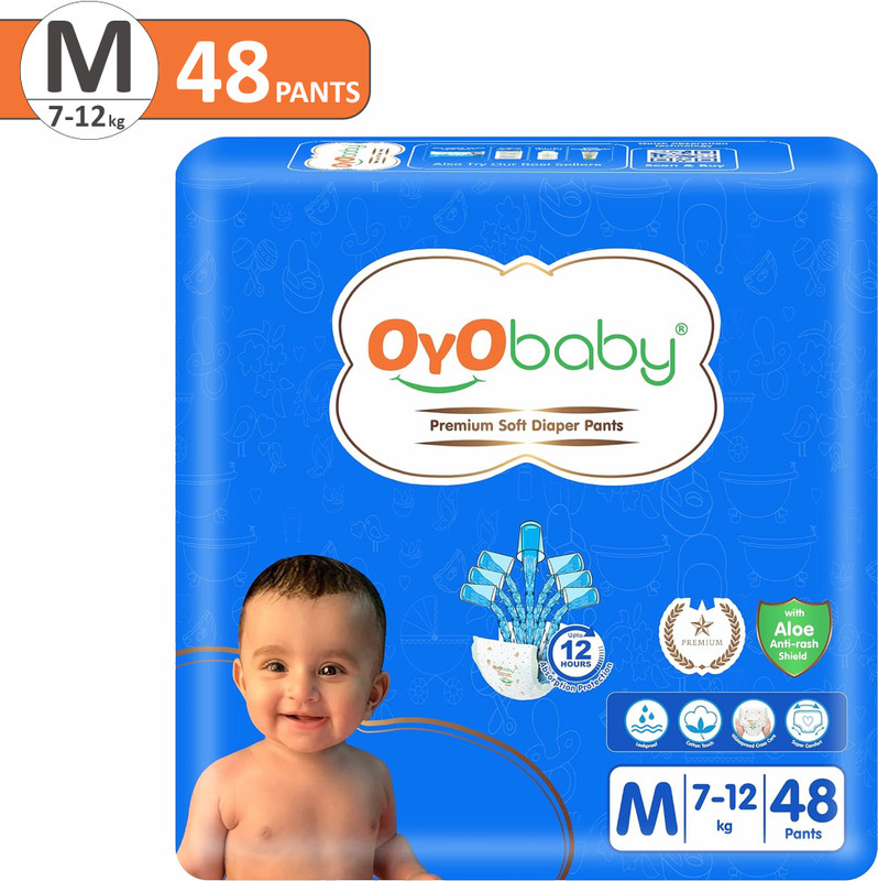 Oyo Baby Extra Absorb Pants, Baby Pull-Up Diaper Pants - M(48 Pieces)