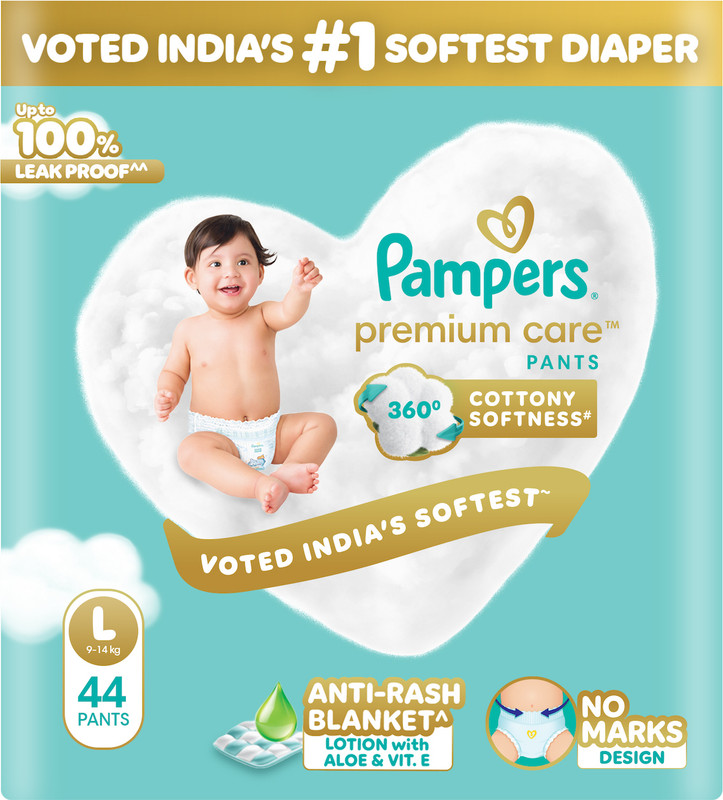 Pampers Premium Care Diaper Pants with 360 Cottony Softness - L(44 Pieces)