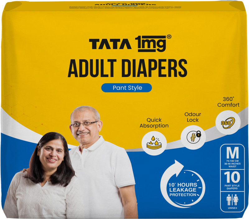 TATA 1mg Adult Diaper Pant Style Adult Diapers - M(10 Pieces)