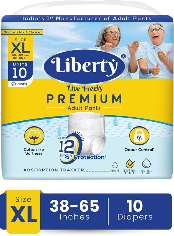 Liberty Premium Pants, Waist Size (30-55 Inches), Pack of 2 Adult Diapers - L(60 Pieces)