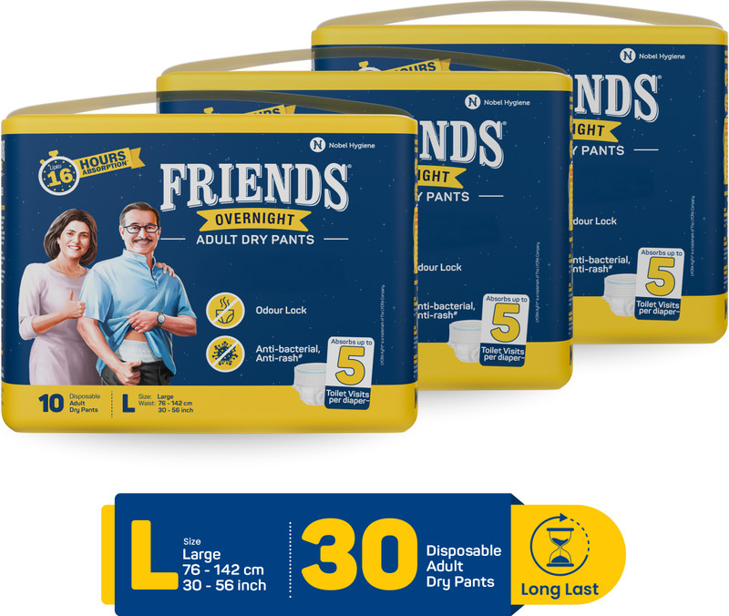 FRIENDS Overnight Pull Ups Pants Adult Diapers - XXL - XXXL(30 Pieces)