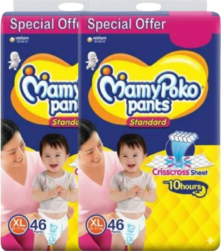 MamyPoko Standard Baby Diaper Pants Size Extra Large (Pack of 2) - XL(92 Pieces)