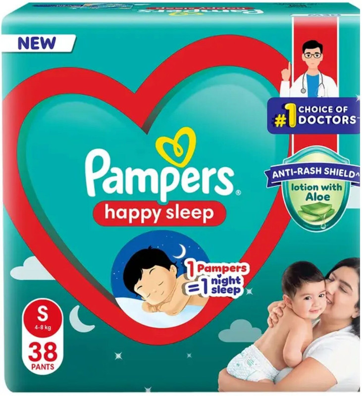 Pampers Small size baby diapers 40 diaper, Lotion with Aloe Vera pack of 40pc - S(38 Pieces)