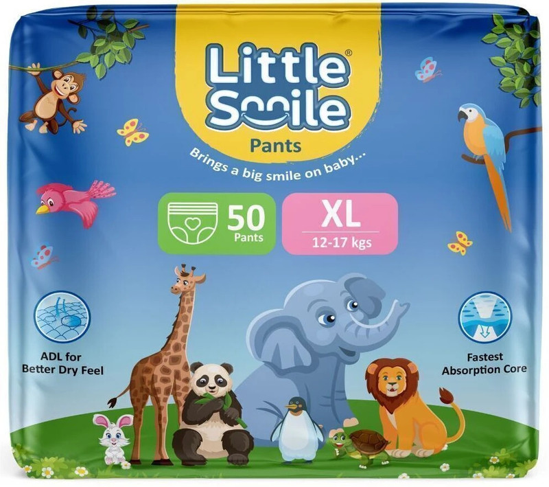 Little Smile Better Dry Feel Baby Diaper Pants | Extra Large - XL(50 Pieces)