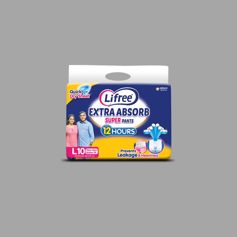 LIFREE Unisex Adult Diapers, 10 Pack, L Size, All-Day Dryness, Leak Protection EK Adult Diapers - L(10 Pieces)