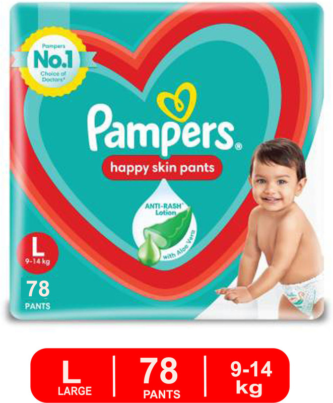 Pampers Happy Skin Pants With Anti-Rush Lotion - L(78 Pieces)