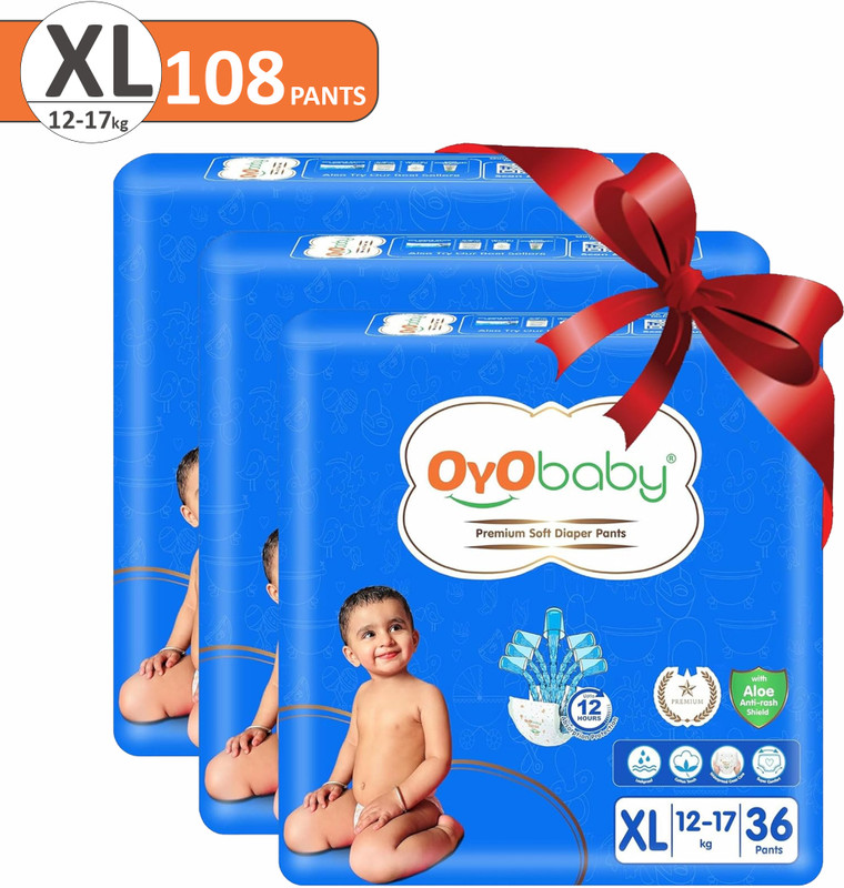 Oyo Baby Extra Absorb Pants, Baby Pull-Up Diaper Pants - XL(108 Pieces)