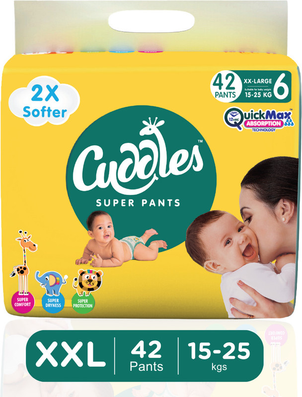 Cuddles - Super Pants Baby Diaper 2X Softer Super Dry Comfort Quick Max Absorption Upto 12 Hrs - XXL(42 Pieces)