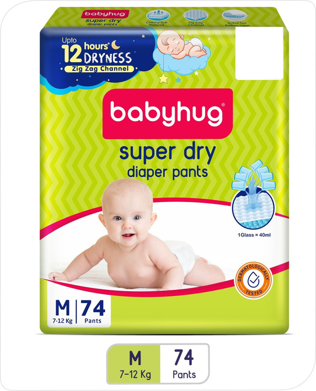 babyhug Pant Style Diaper Medium (M) Size - 74 Pieces - M(74 Pieces)