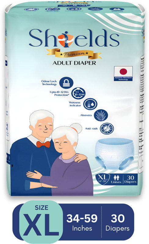Shields Premium Tape Style | Pack of 1 | Adult Diapers - L(30 Pieces)