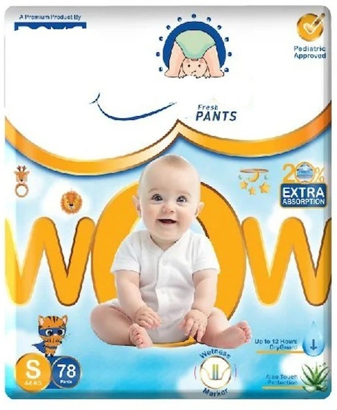 Wowper Fresh Premium+ Pants Diapers - Small (78 Pieces) - S(78 Pieces)