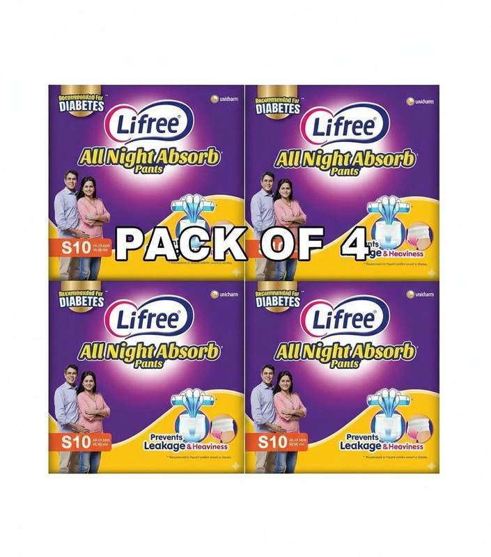 LIFREE All Night Absorb S10 pack of 4,Size Small,40 Adult Diapersdiapers Adult Diapers - S(40 Pieces)