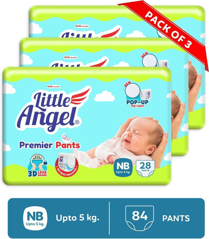 Little Angel Premier Baby Diaper Pants (3 x28 Pcs) - New Born(84 Pieces)