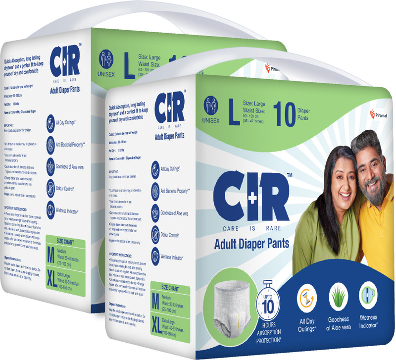 CIR 10 hr Absorption Protection with Wetness Indicator Odour Control Pant Adult Diapers - M(20 Pieces)