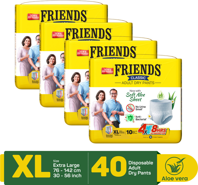 FRIENDS Classic Adult Diaper Pant Style with odourlock and Anti-Bacterial Absorbent Core Adult Diapers - L(40 Pieces)