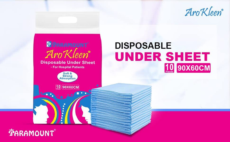 Arokleen Disposable Underpads, - 60x90 cm,10 Pcs/Pack For Patients Use- Pack of 10 Adult Diapers - L(20 Pieces)