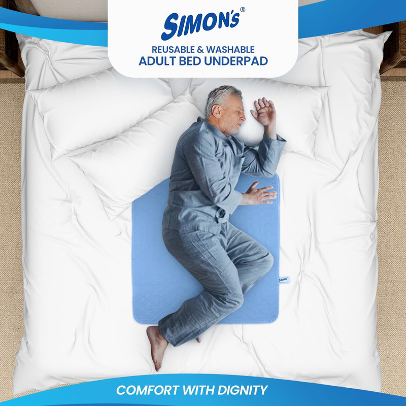 Simon's Cotton Adult Reusable Classic Bed Underpad for Elderly, Size 34 X 36 Inches | Adult Diapers - L