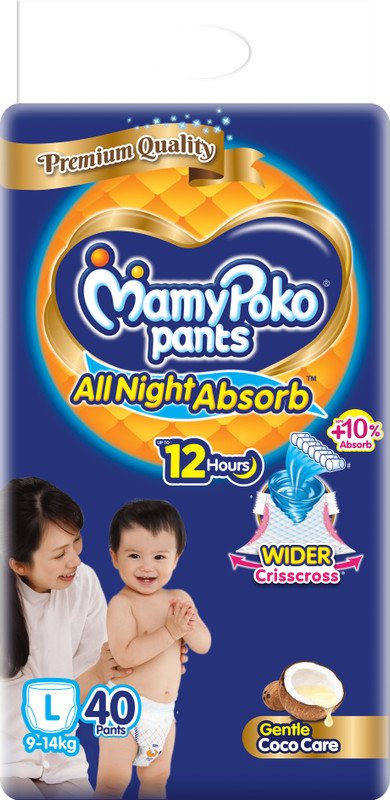 MamyPoko All Night Absorb, Coco Care Pant Diapers - L(40 Pieces)
