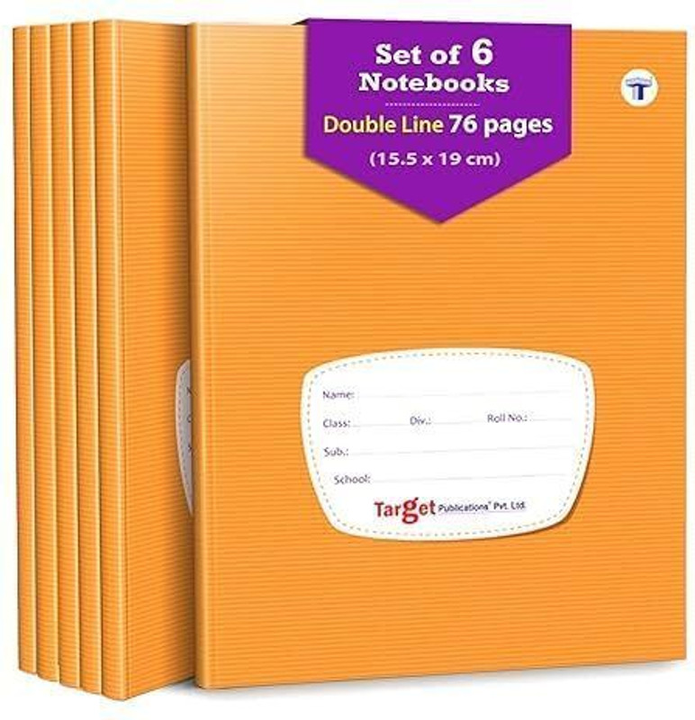 Target Publications Double Line Notebooks for Kids | 76 Ruled Pages | 6 Books | GSM 57 Regular Notebook Ruled 76 Pages(Brown, Pack of 6)