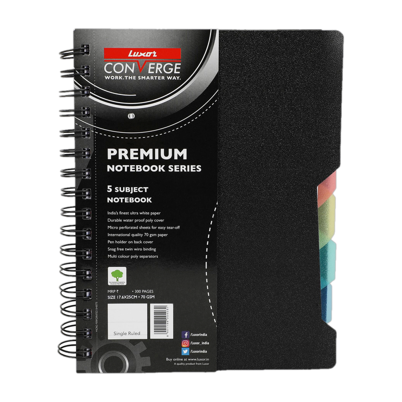 LUXOR Single Ruled A5-300 Regular Notebook Single Ruled 300 Pages(Black)