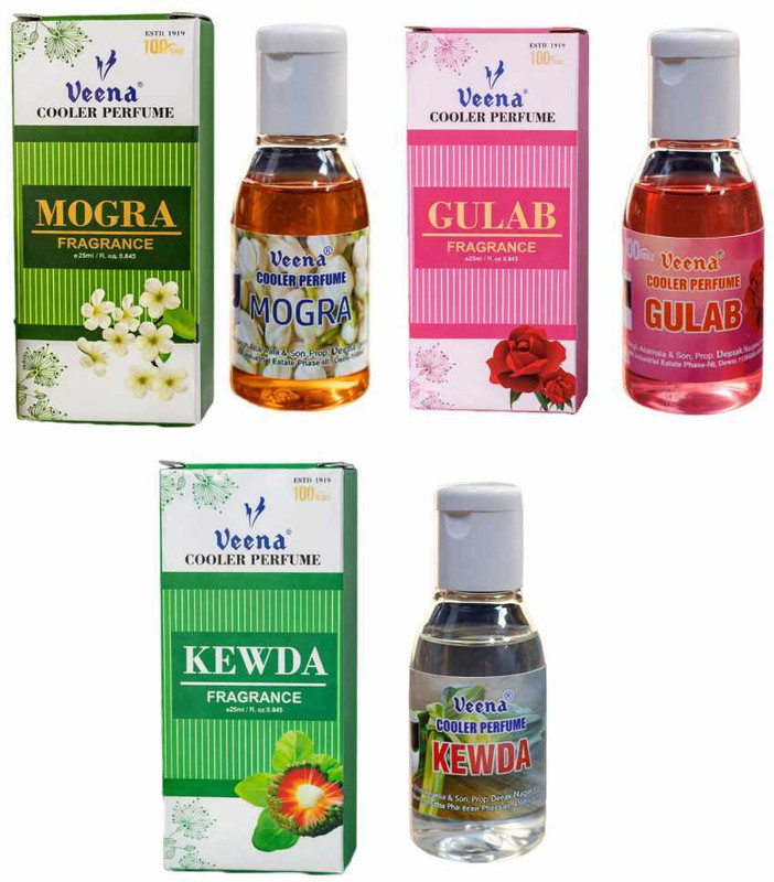 Veena Cooler Perfume/Aroma Diffuser Cooler Scent (Khus, Kewra, Gulab) 25 ml Water Cooler, Air Cooler Diffuser(Multicolor)