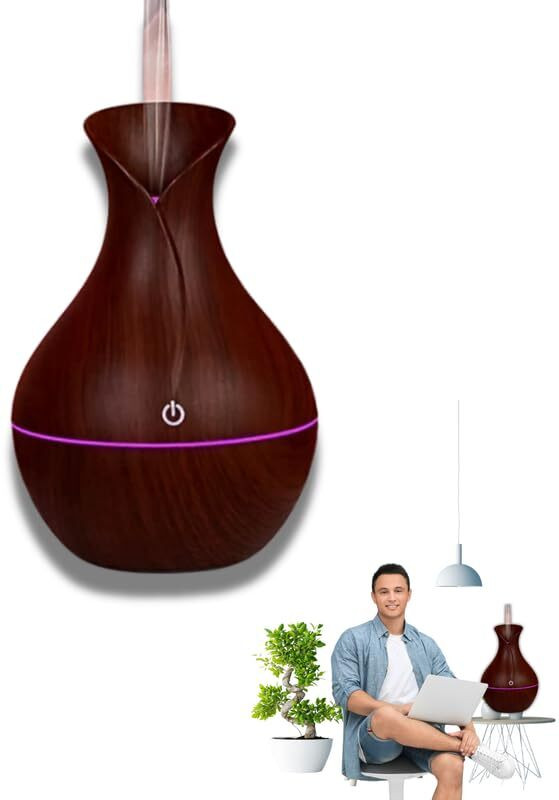 DRUMSTONE Mini Wooden Humidifier & Aroma Diffuser | LED Night Light – Relaxation Gift Room Diffuser(Multicolor)
