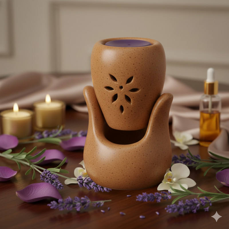 Rareity Lavender Aroma Melt, Cupped Hand Diffuser For Home Fragrance Oil Diffuser Hall and Small Room Diffuser(Purple)