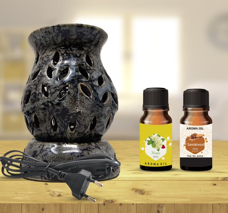 PEEPRESION Electric Diffuser Fragrance With Aroma OIl Mogra Sandalwood Scented (10mlEach) Home Diffuser(Black)