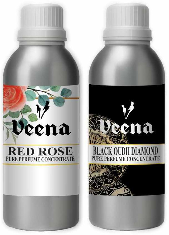 Veena Combo Perfume Concentrate, Attar, Diffuser, Fragrance Oil Red rose & Black Oudh Home, Candle, Burner, Shop Making Diffuser(Multicolor)