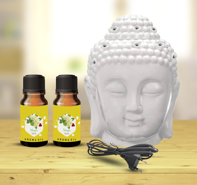 PEEPRESION White Electric Buddha Diffuser Head Shape Night Lamp for Decorative Showpiece Fragrance Your Home, Office, Spa, Hotel, Club Diffuser(White)