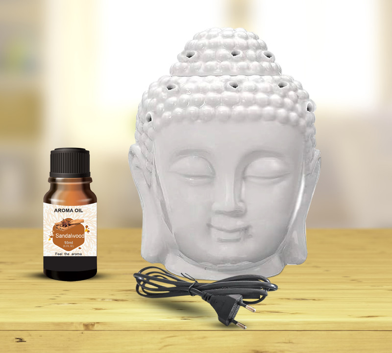 PEEPRESION White Electric Buddha Diffuser Head Shape Night Lamp Fragrance Your Home, Office, Spa, Hotel, Temple, Club Diffuser(White)
